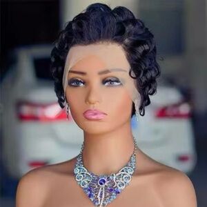 Short black pixie Lace Front Wig